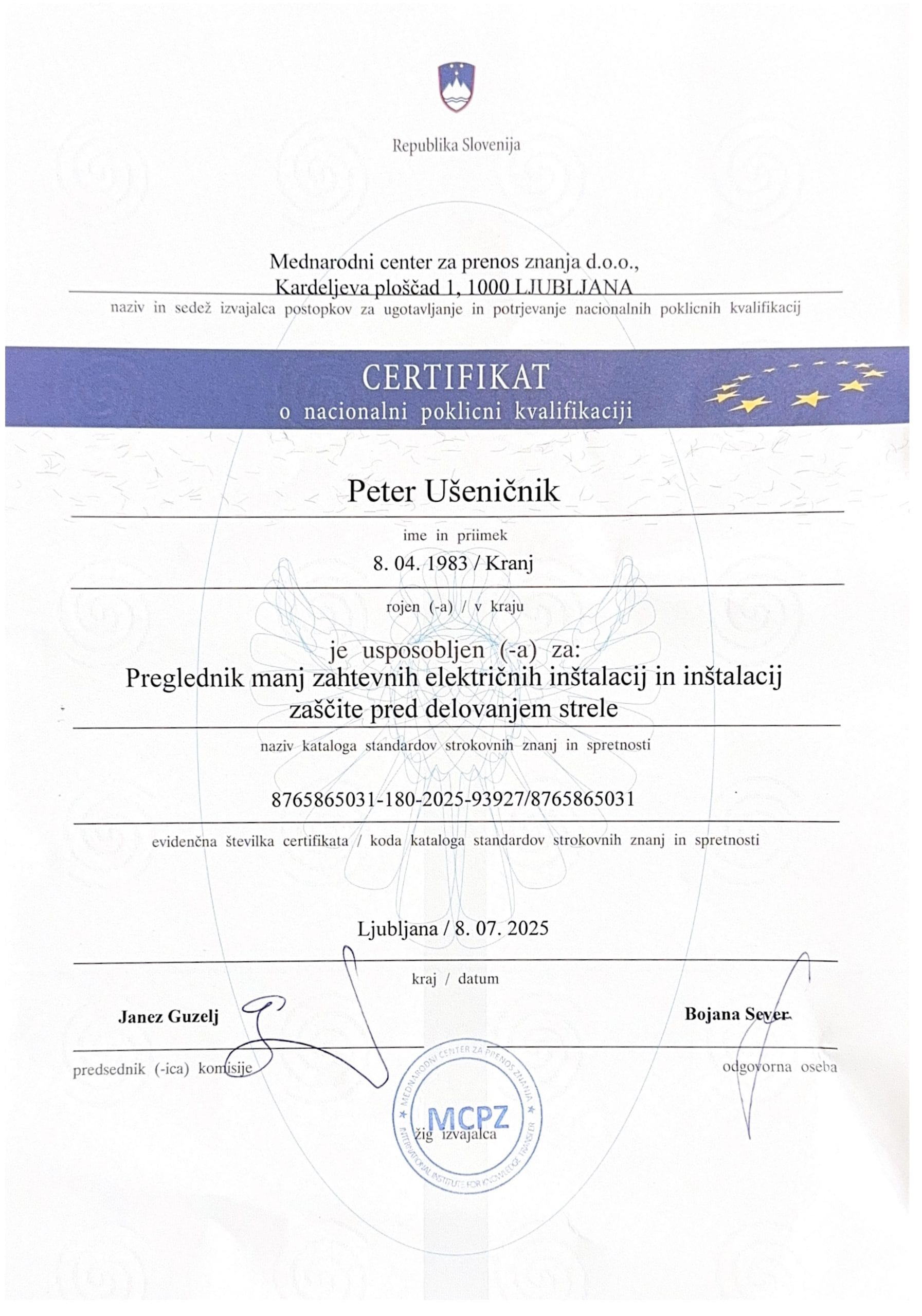 Certifikat - NPK preglednik